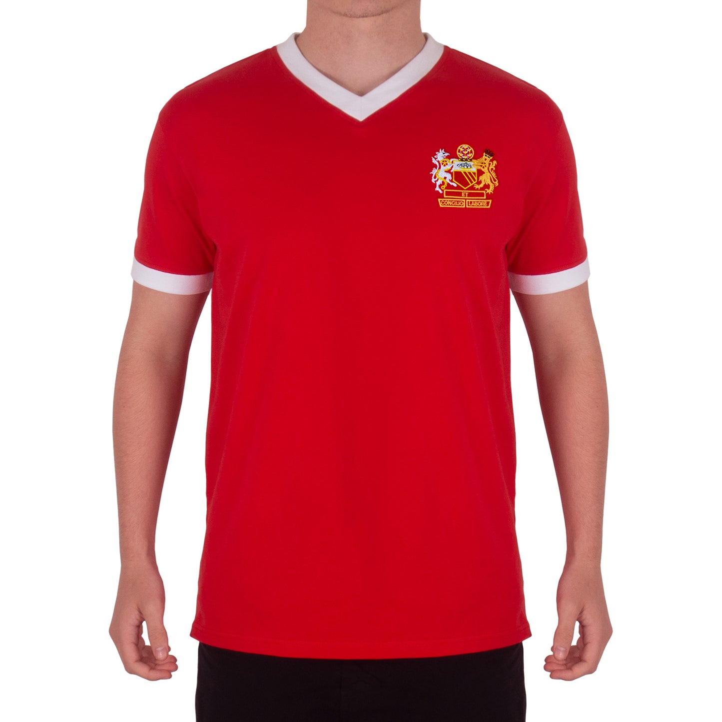 Red V-Neck Manchester Crest